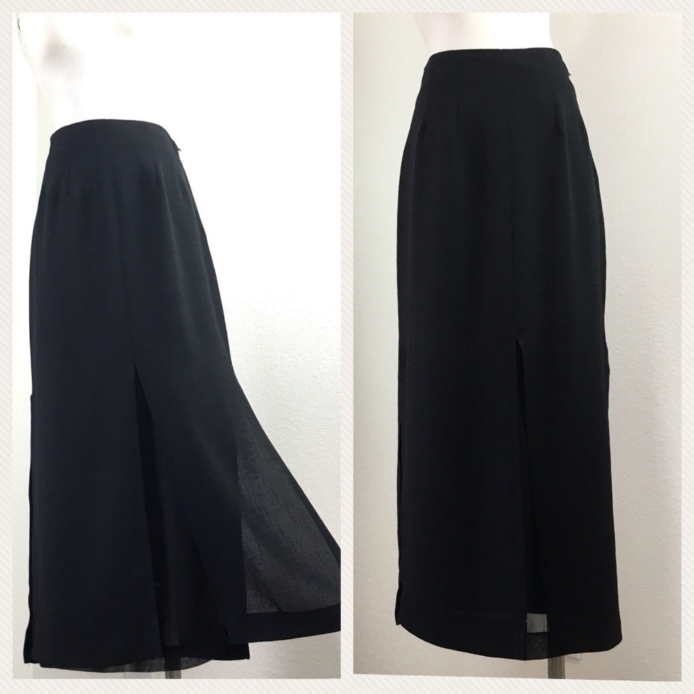 Vintage 90s Witch Grunge Black Slit Maxi Skirt